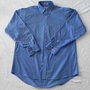 IZOD Wrinkle Free Men Button Down Shirt Light Blue 16.5 34/35 Perfect Condition